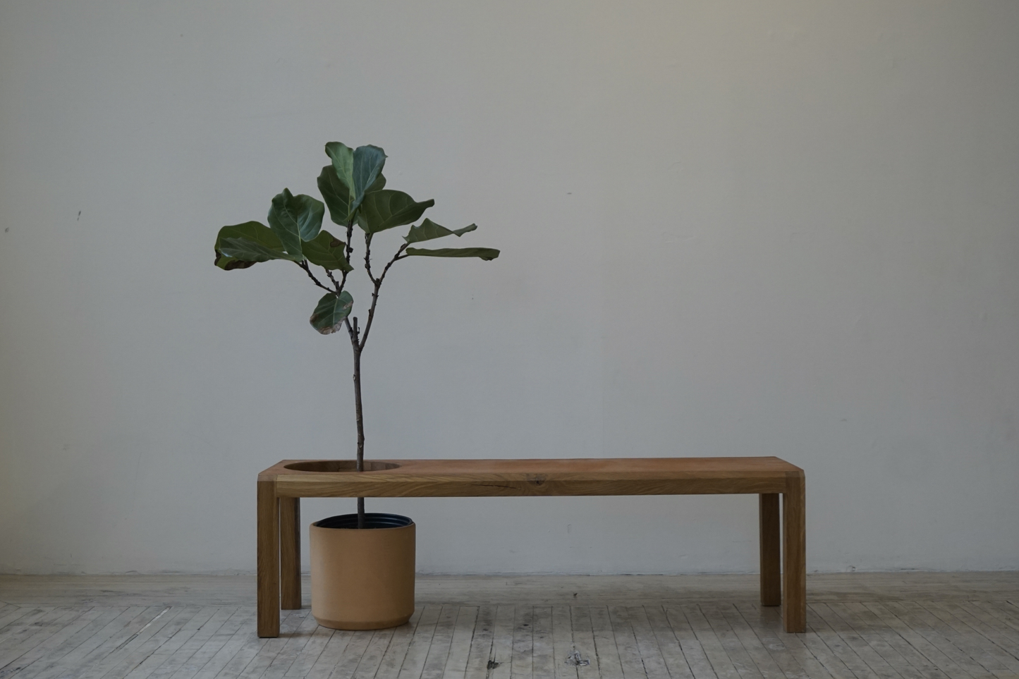 Oak Bench with Hole